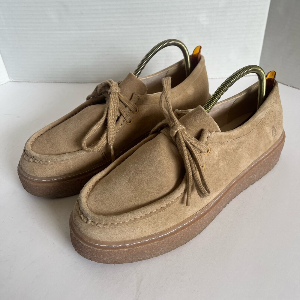 Hush Puppies Bridget Desert Tan Suede Platform Sneakers Beige Size 9.5
